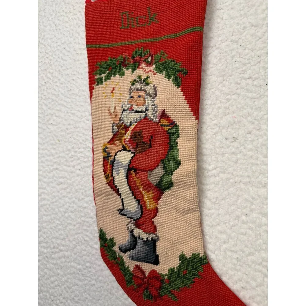 Steinwinder Enterprises Santa Toys List Embroidered Needlepoint Stocking‎